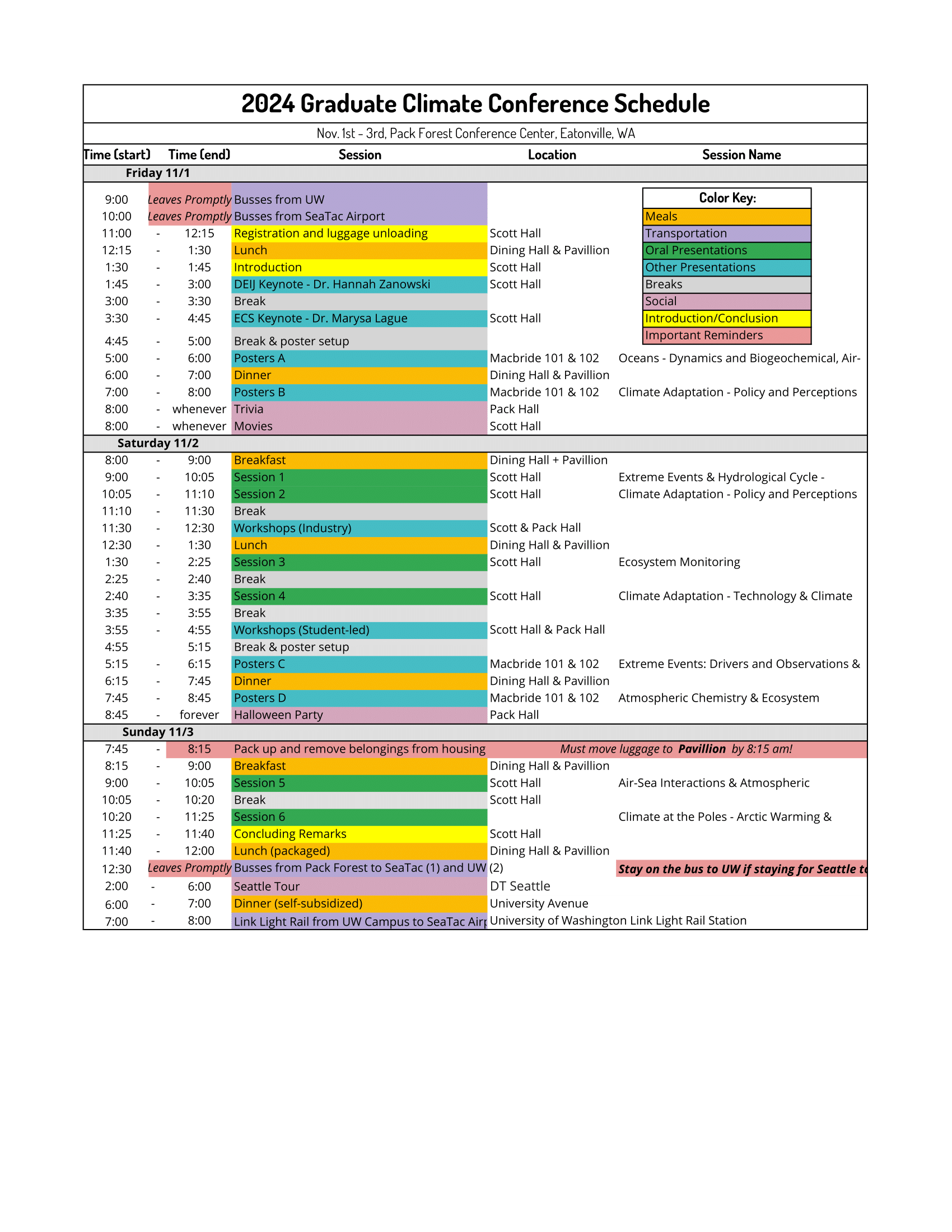 Conference schedule