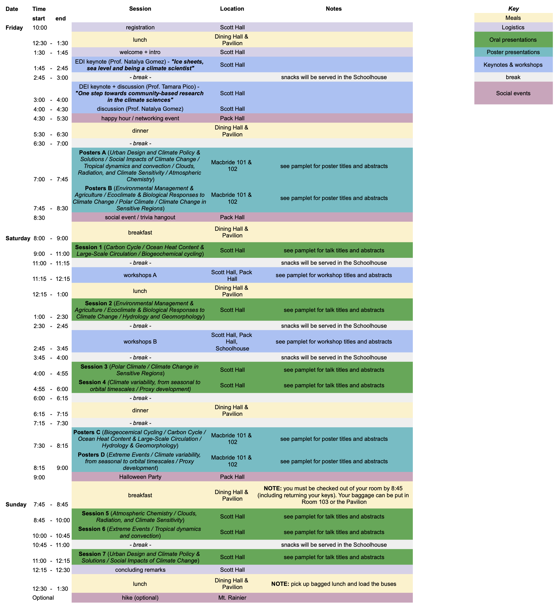 Conference schedule