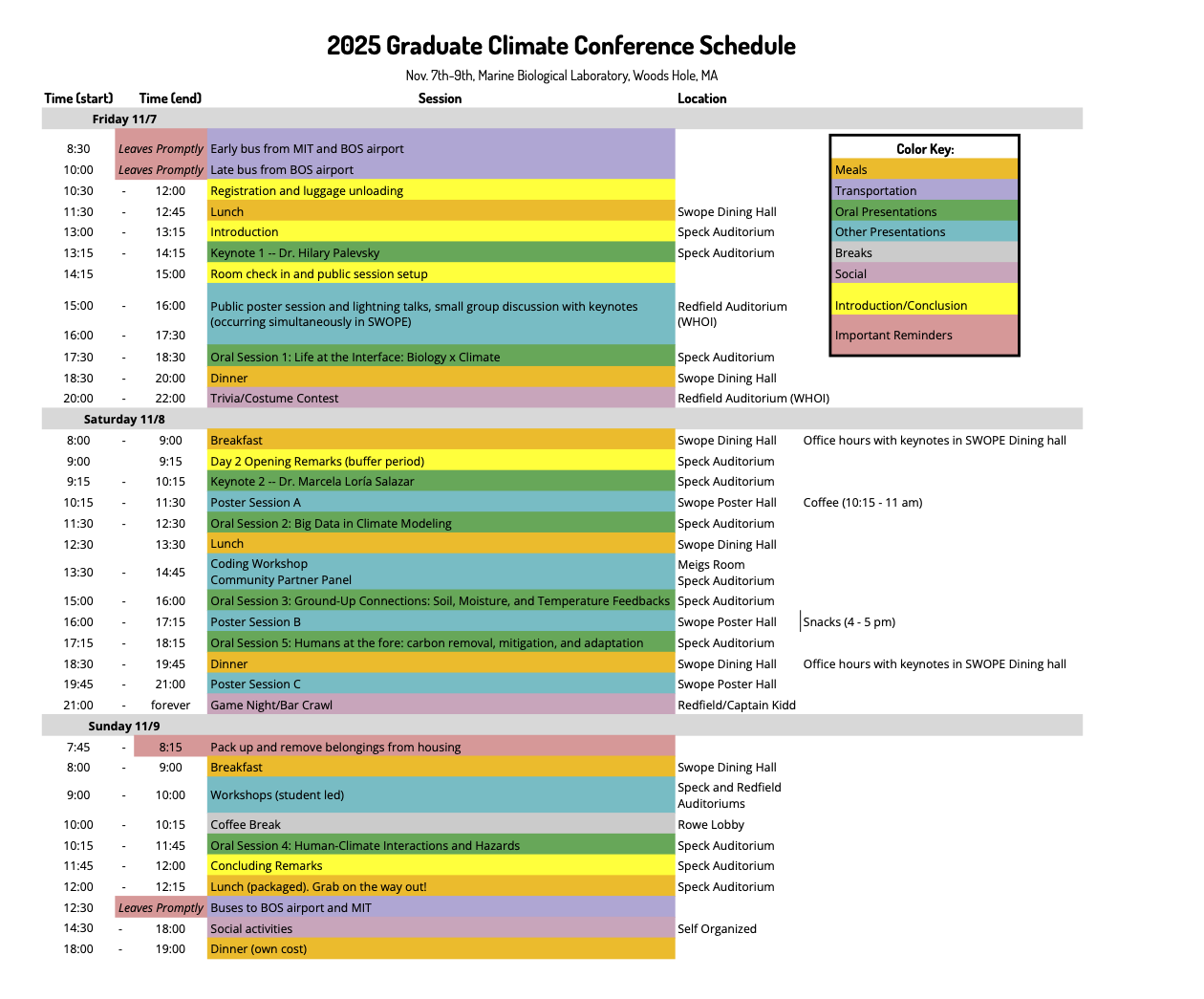 Conference schedule